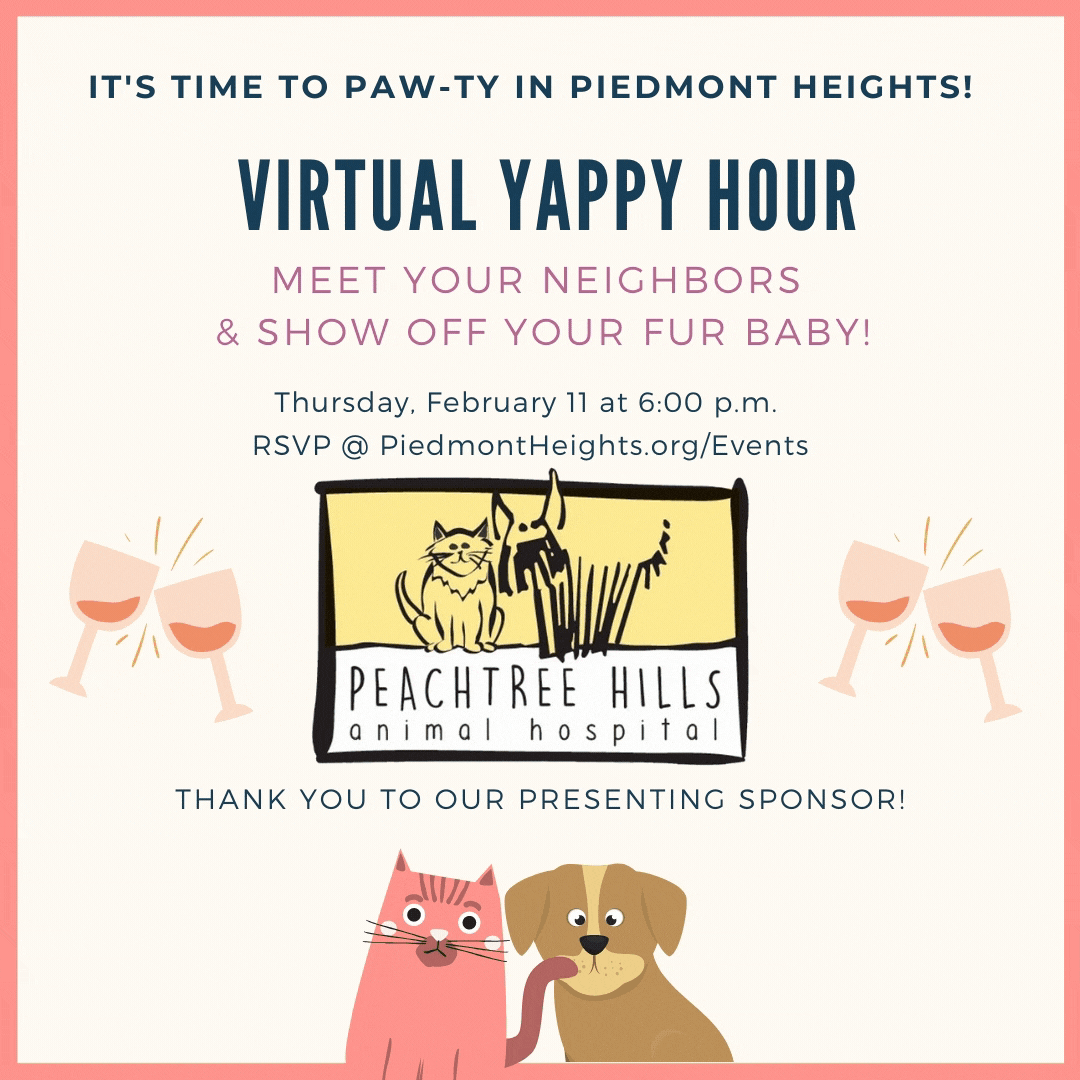 Piedmont Heights Civic Association - CANCELED: Virtual Yappy Hour with  Piedmont Heights' Lovable Pets